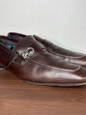 SALVATORE FERRAGAMO Bramante Brown Calf Loafer Shoes Leather Calf 12D